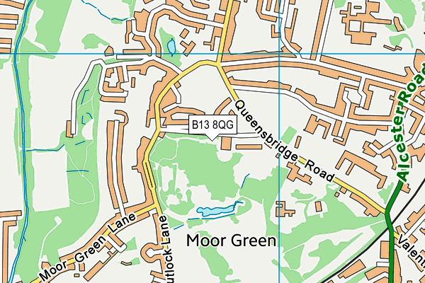 B13 8QG map - OS VectorMap District (Ordnance Survey)