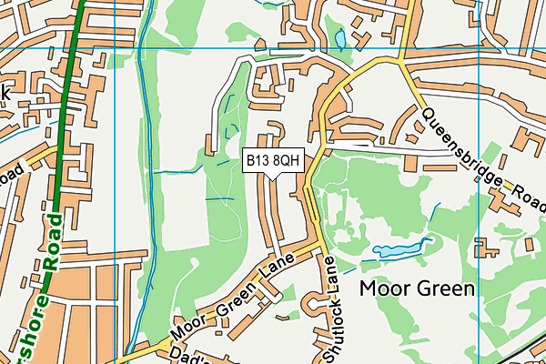 B13 8QH map - OS VectorMap District (Ordnance Survey)