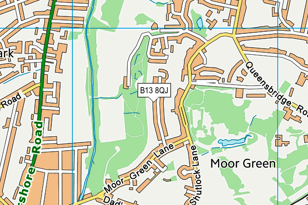 B13 8QJ map - OS VectorMap District (Ordnance Survey)