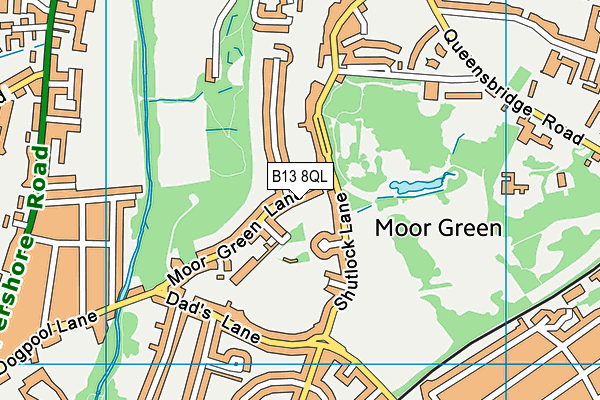 B13 8QL map - OS VectorMap District (Ordnance Survey)