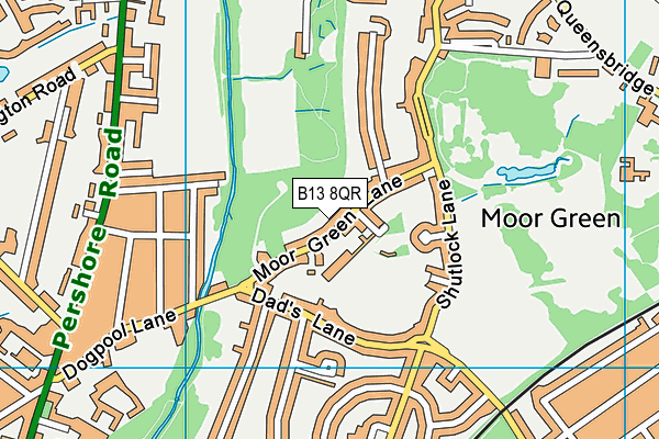 B13 8QR map - OS VectorMap District (Ordnance Survey)