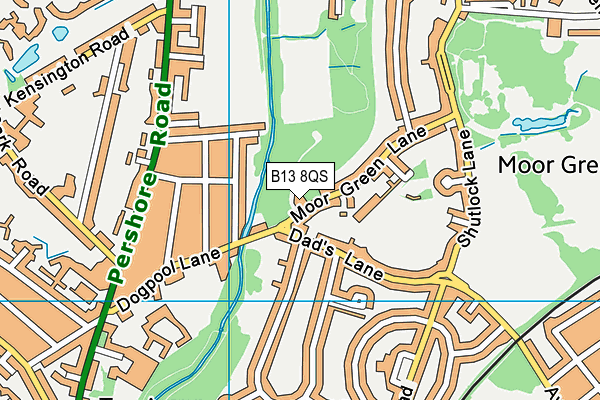 B13 8QS map - OS VectorMap District (Ordnance Survey)