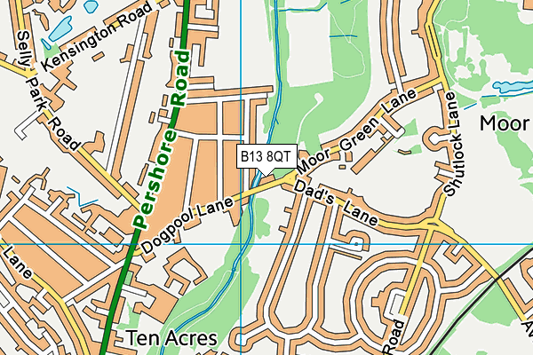 B13 8QT map - OS VectorMap District (Ordnance Survey)