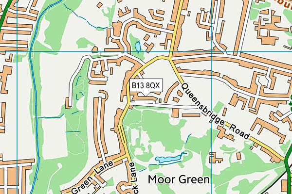 B13 8QX map - OS VectorMap District (Ordnance Survey)