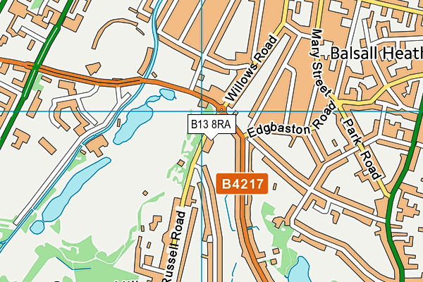 B13 8RA map - OS VectorMap District (Ordnance Survey)