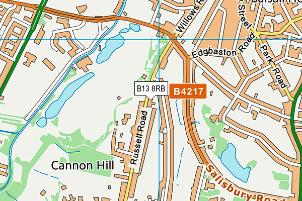 B13 8RB map - OS VectorMap District (Ordnance Survey)