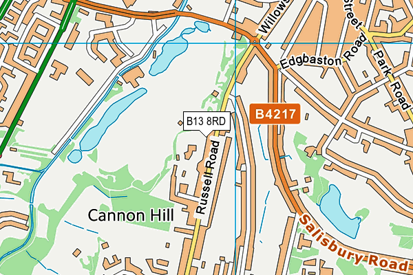 Cannon Hill Park map (B13 8RD) - OS VectorMap District (Ordnance Survey)