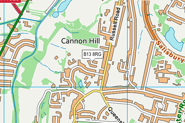 B13 8RG map - OS VectorMap District (Ordnance Survey)