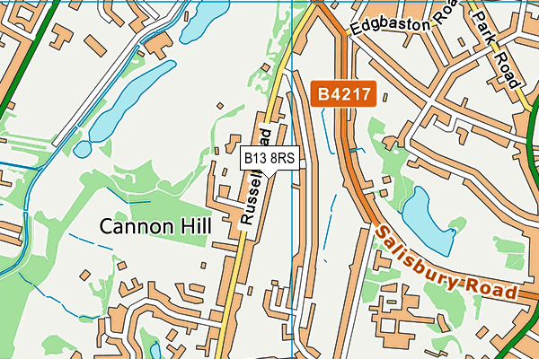 B13 8RS map - OS VectorMap District (Ordnance Survey)