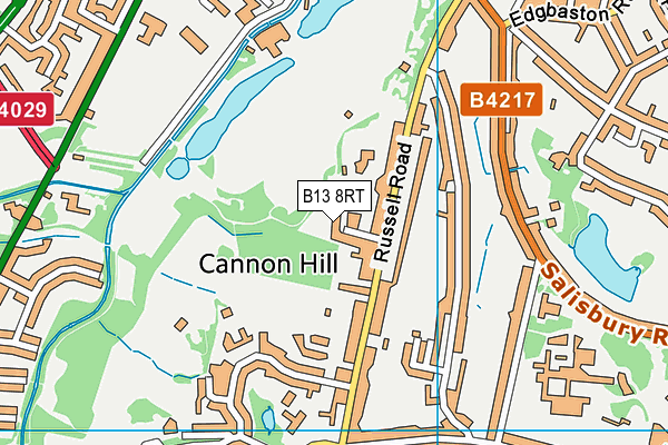 B13 8RT map - OS VectorMap District (Ordnance Survey)