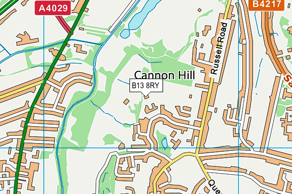 B13 8RY map - OS VectorMap District (Ordnance Survey)