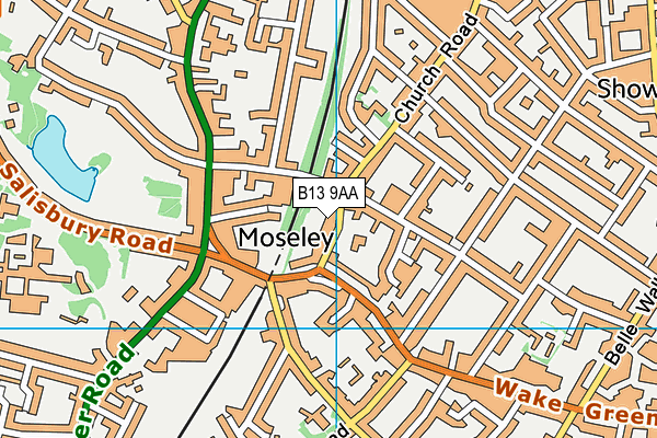 B13 9AA map - OS VectorMap District (Ordnance Survey)