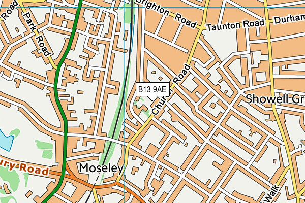 B13 9AE map - OS VectorMap District (Ordnance Survey)