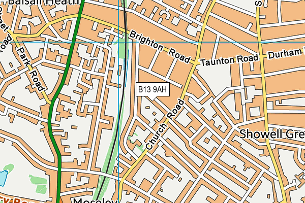 B13 9AH map - OS VectorMap District (Ordnance Survey)