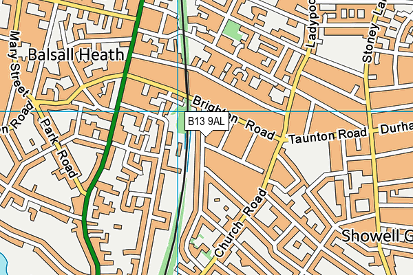 B13 9AL map - OS VectorMap District (Ordnance Survey)