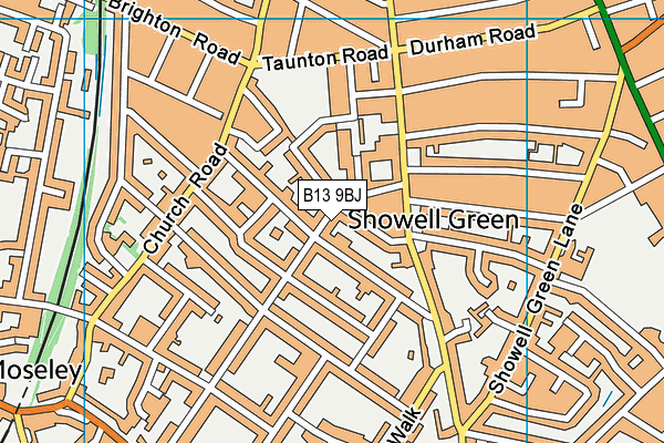 B13 9BJ map - OS VectorMap District (Ordnance Survey)