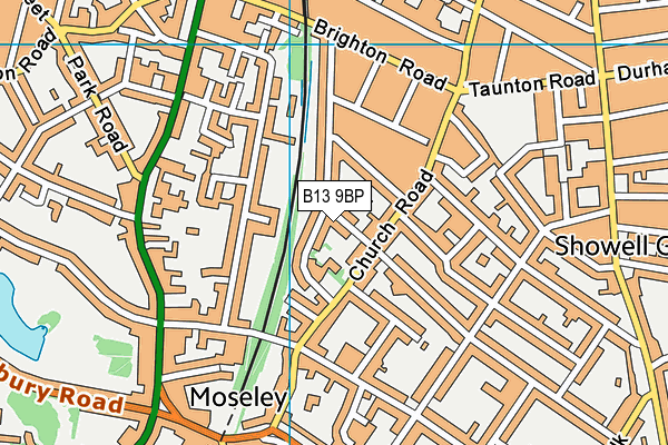 B13 9BP map - OS VectorMap District (Ordnance Survey)