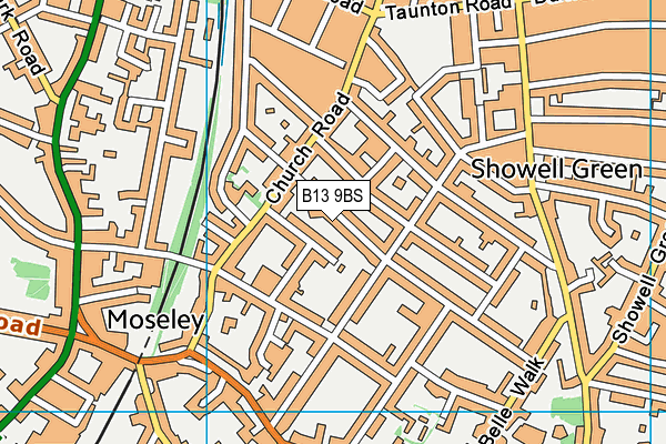 B13 9BS map - OS VectorMap District (Ordnance Survey)