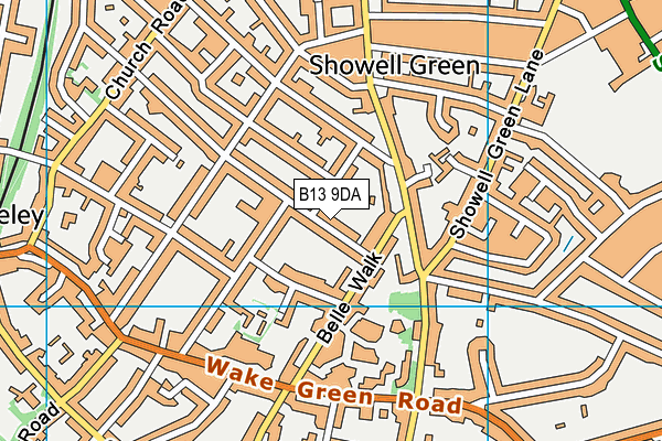 B13 9DA map - OS VectorMap District (Ordnance Survey)