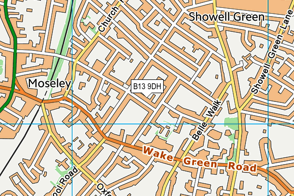 B13 9DH map - OS VectorMap District (Ordnance Survey)