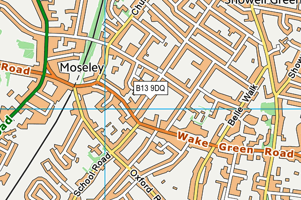 B13 9DQ map - OS VectorMap District (Ordnance Survey)