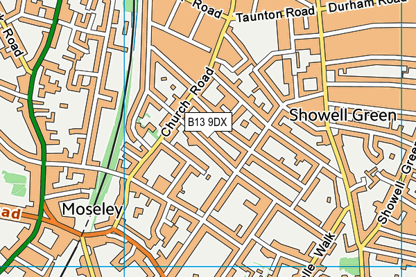 B13 9DX map - OS VectorMap District (Ordnance Survey)