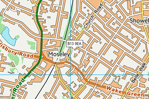 B13 9EA map - OS VectorMap District (Ordnance Survey)