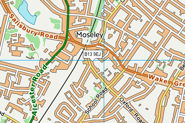 B13 9EJ map - OS VectorMap District (Ordnance Survey)