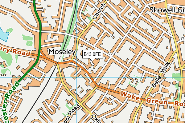 B13 9FE map - OS VectorMap District (Ordnance Survey)