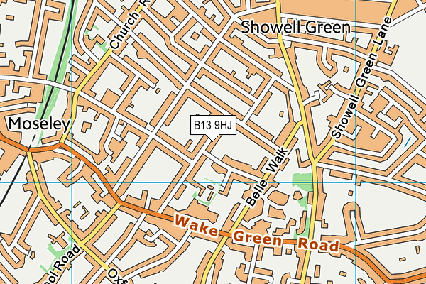 B13 9HJ map - OS VectorMap District (Ordnance Survey)