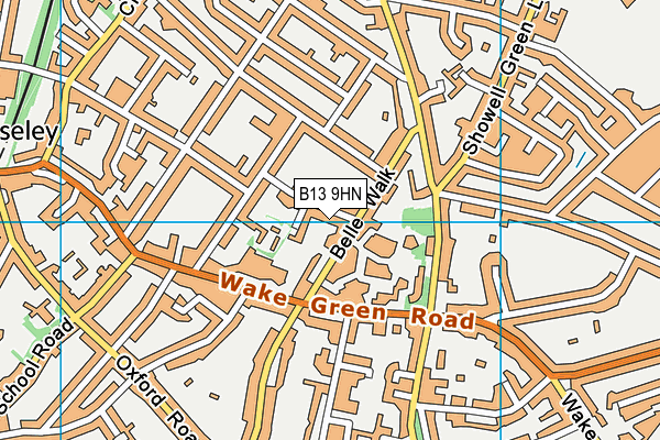 B13 9HN map - OS VectorMap District (Ordnance Survey)