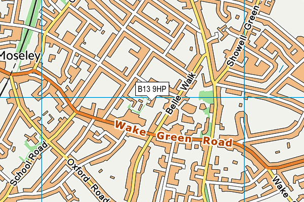 B13 9HP map - OS VectorMap District (Ordnance Survey)