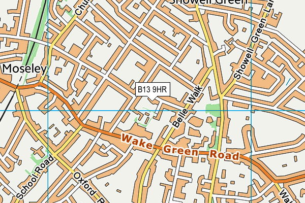 B13 9HR map - OS VectorMap District (Ordnance Survey)