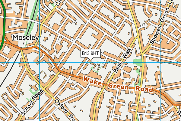 B13 9HT map - OS VectorMap District (Ordnance Survey)