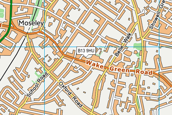 B13 9HU map - OS VectorMap District (Ordnance Survey)