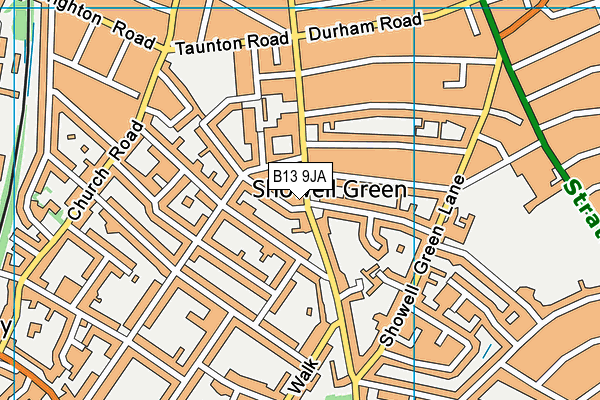 B13 9JA map - OS VectorMap District (Ordnance Survey)