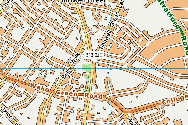 B13 9JE map - OS VectorMap District (Ordnance Survey)