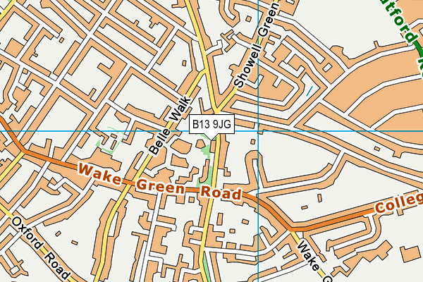 B13 9JG map - OS VectorMap District (Ordnance Survey)