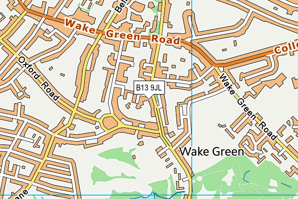 B13 9JL map - OS VectorMap District (Ordnance Survey)