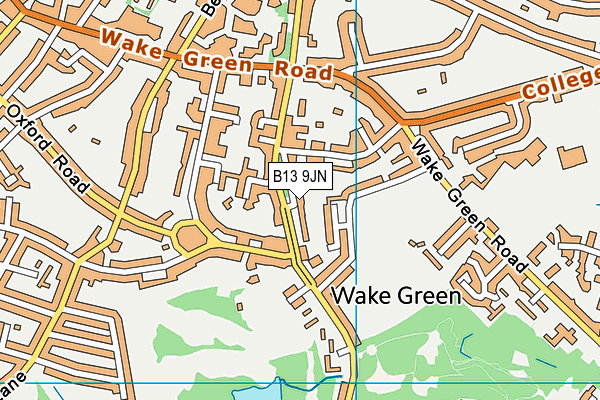 B13 9JN map - OS VectorMap District (Ordnance Survey)