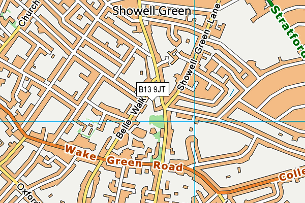 B13 9JT map - OS VectorMap District (Ordnance Survey)