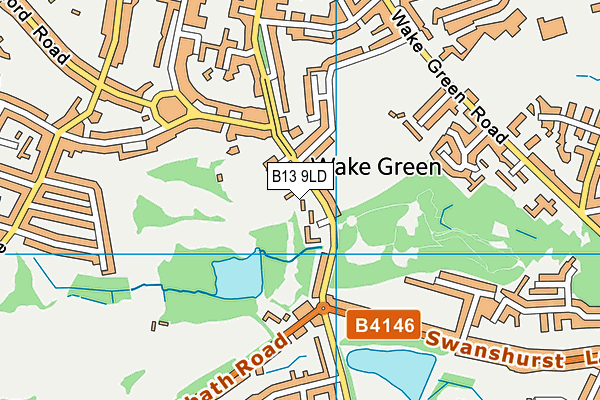 B13 9LD map - OS VectorMap District (Ordnance Survey)