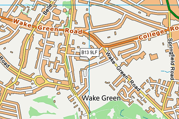 B13 9LF map - OS VectorMap District (Ordnance Survey)