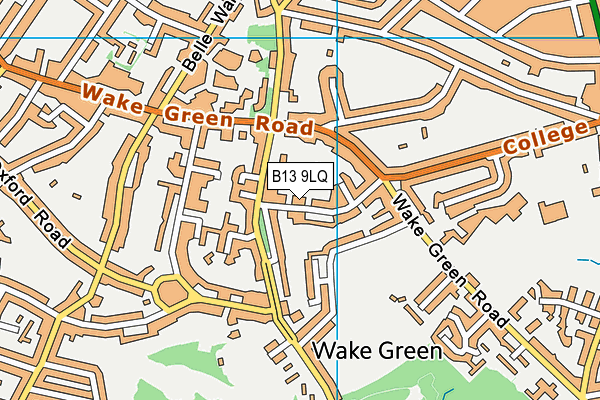 B13 9LQ map - OS VectorMap District (Ordnance Survey)