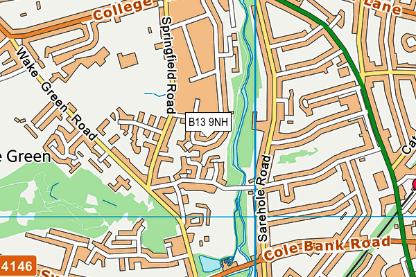 B13 9NH map - OS VectorMap District (Ordnance Survey)