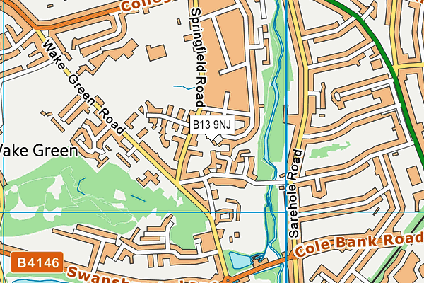 B13 9NJ map - OS VectorMap District (Ordnance Survey)