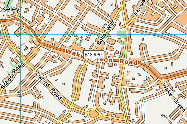 B13 9PG map - OS VectorMap District (Ordnance Survey)