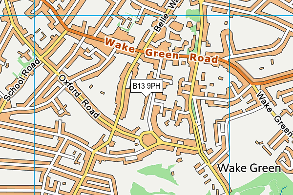 B13 9PH map - OS VectorMap District (Ordnance Survey)