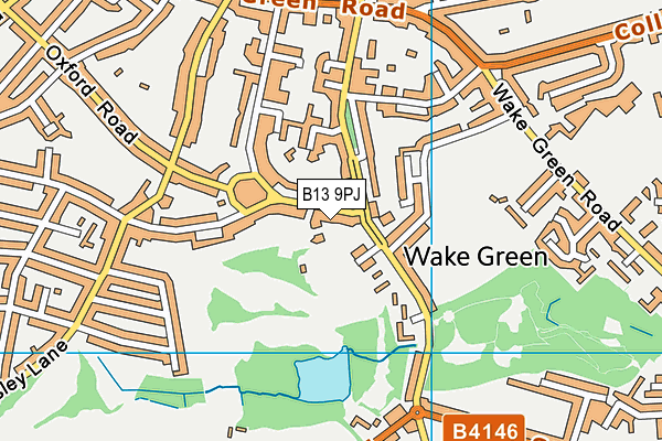 B13 9PJ map - OS VectorMap District (Ordnance Survey)