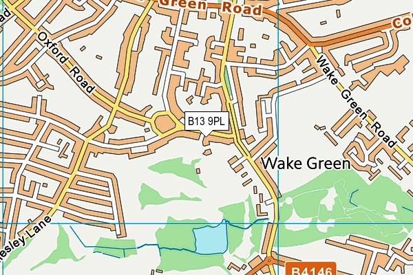 B13 9PL map - OS VectorMap District (Ordnance Survey)